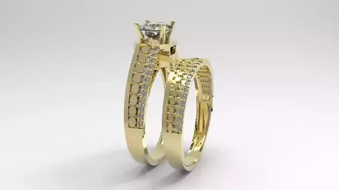 alliance and engagement ring with gems stones 