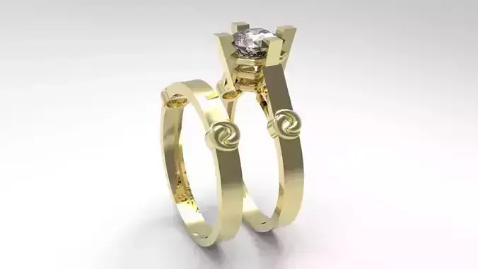 alliance and engagement ring with gems stones 