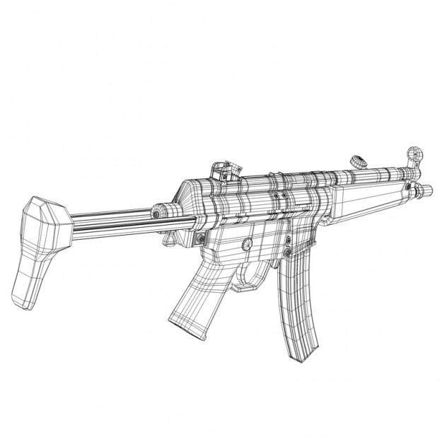 Submachine Gun mp5 3D model_3
