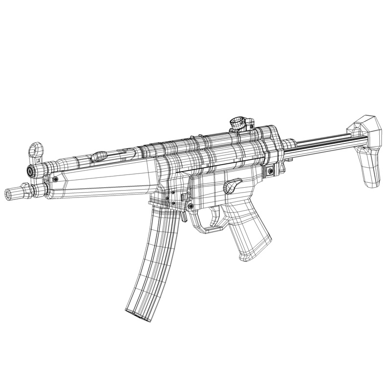 Submachine Gun mp5 3D model_4
