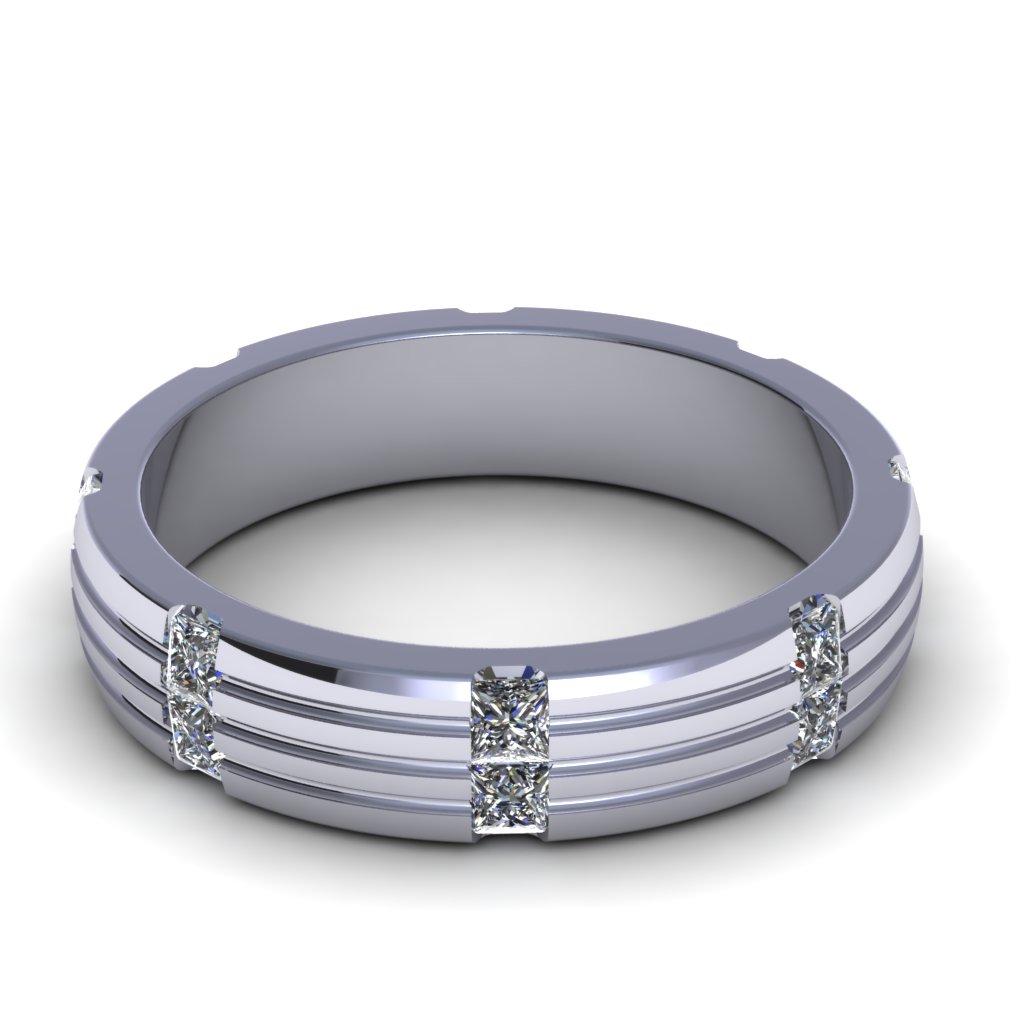 Wedding Band Solitaire R042 3D print model_3