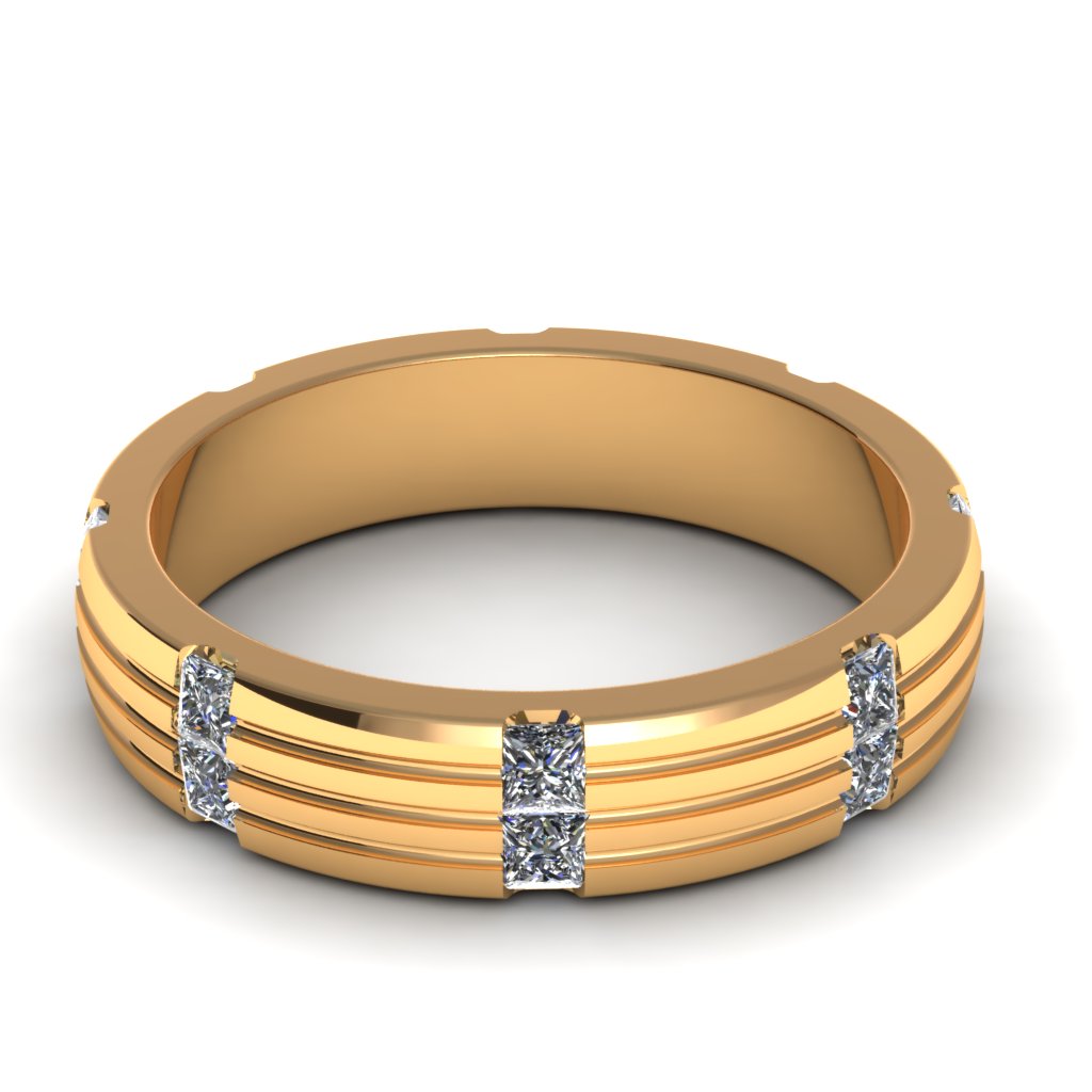 Wedding Band Solitaire R042 3D print model_2