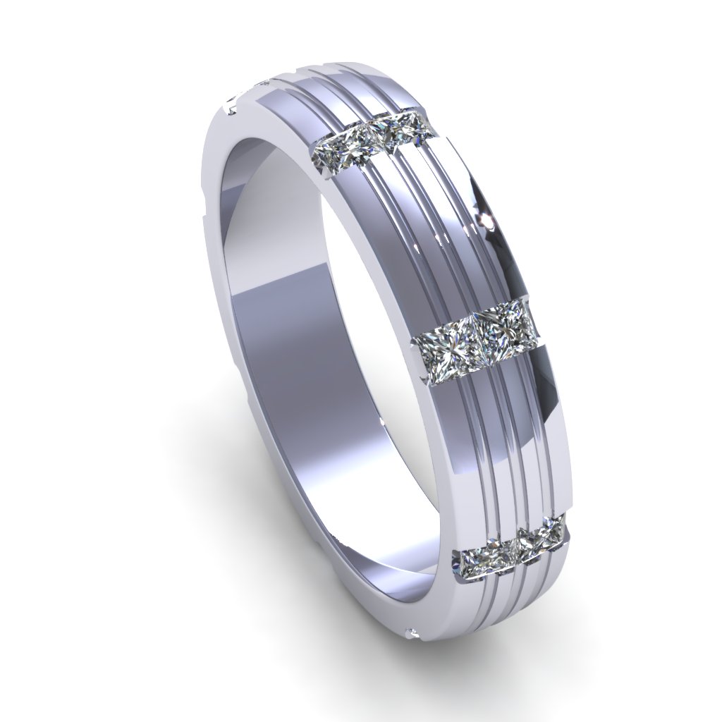 Wedding Band Solitaire R042 3D print model_1