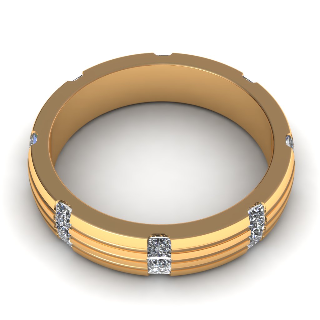 Wedding Band Solitaire R042 3D print model_4