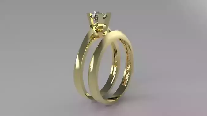 alliance and engagement ring with gems stones 