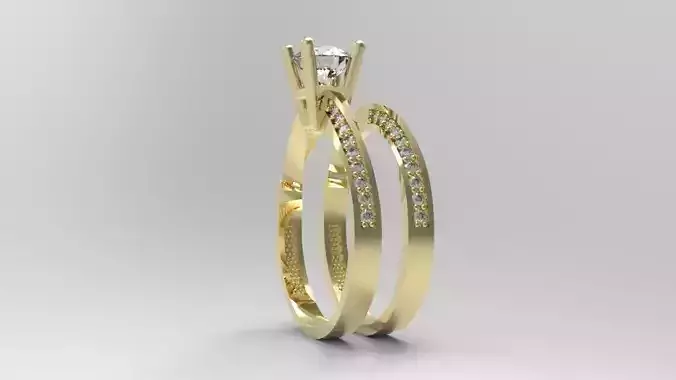 alliance and engagement ring with gems stones 