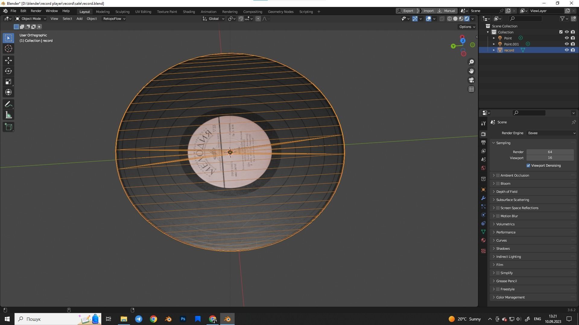 Record vinyl Low-poly 3D model_5