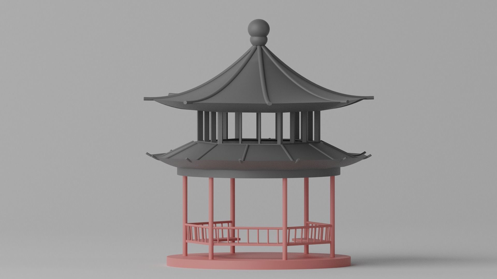 Cartoon Chinese Pavilion 2 3D model_8