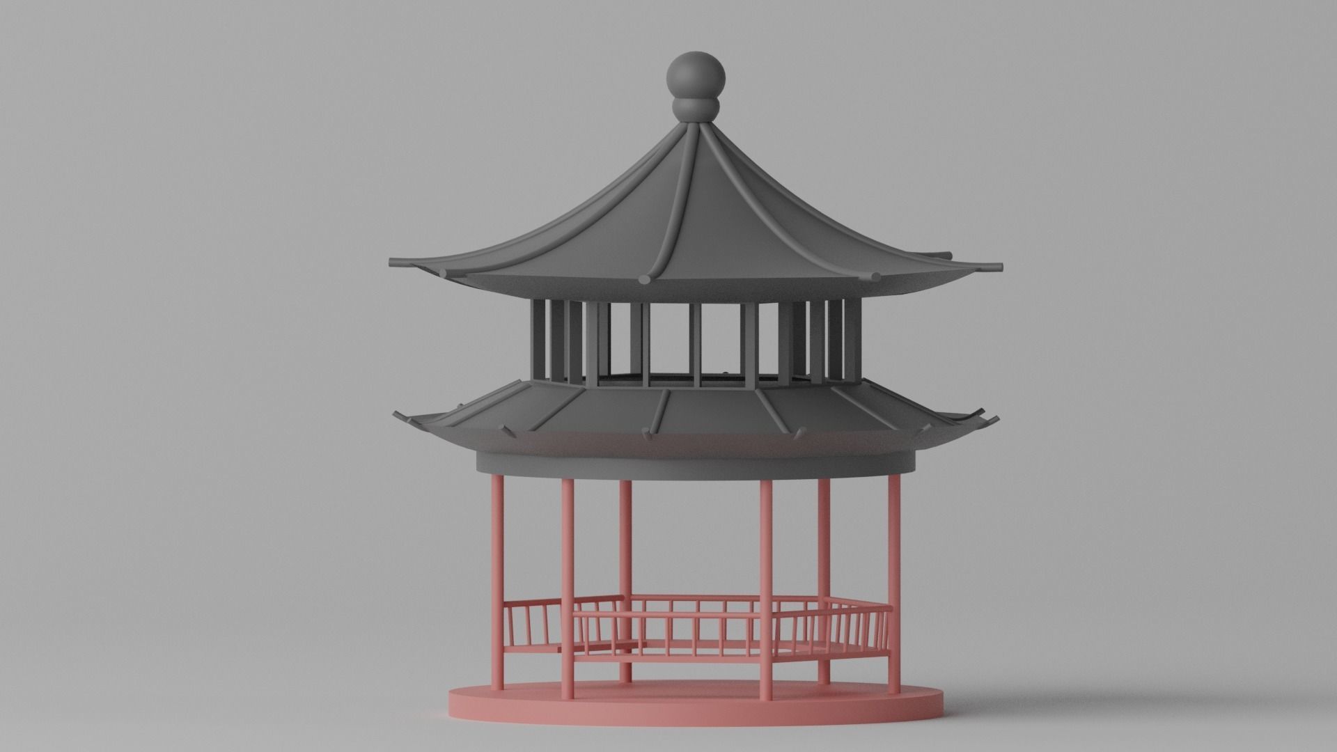 Cartoon Chinese Pavilion 2 3D model_4