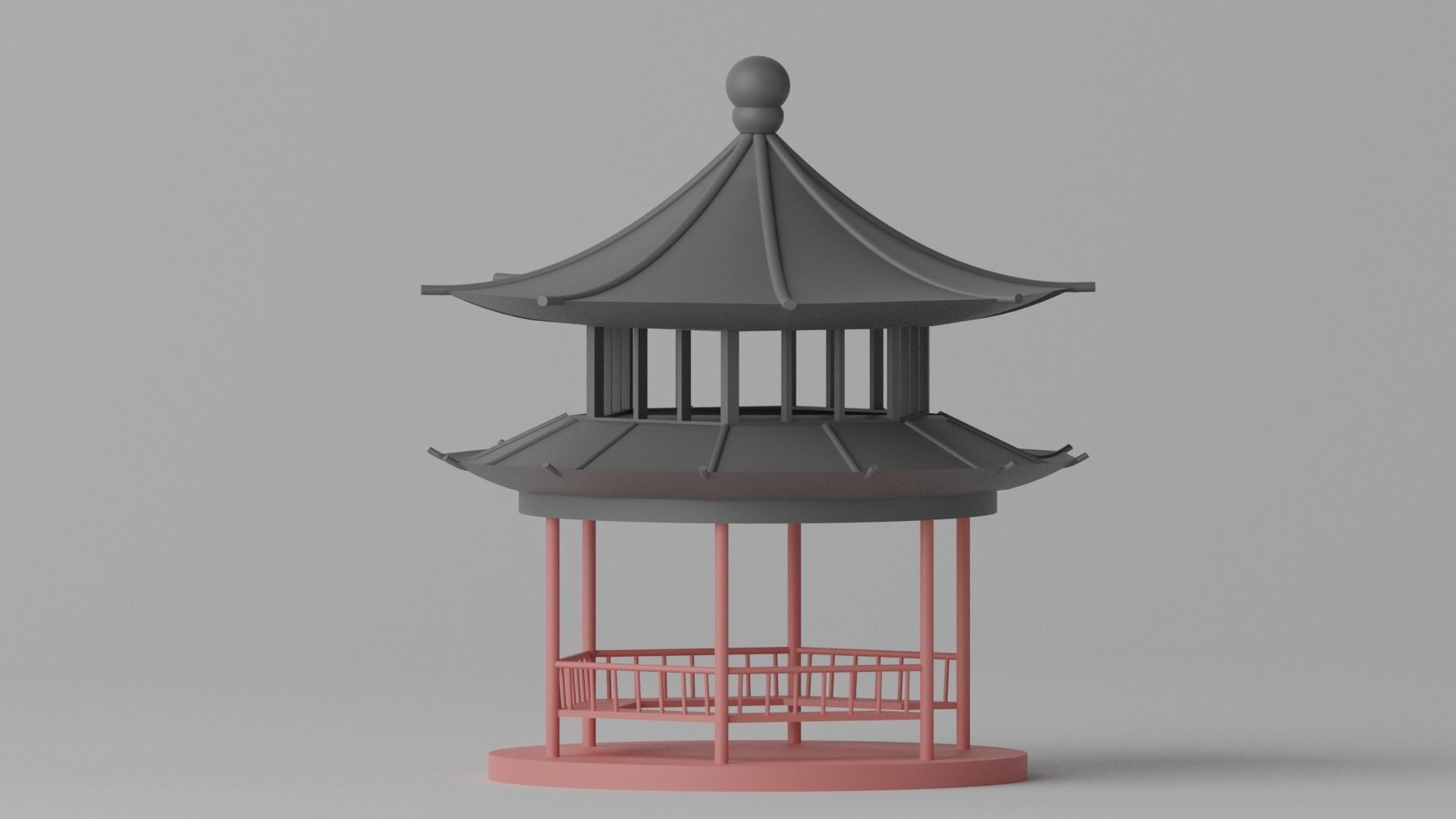 Cartoon Chinese Pavilion 2 3D model_11