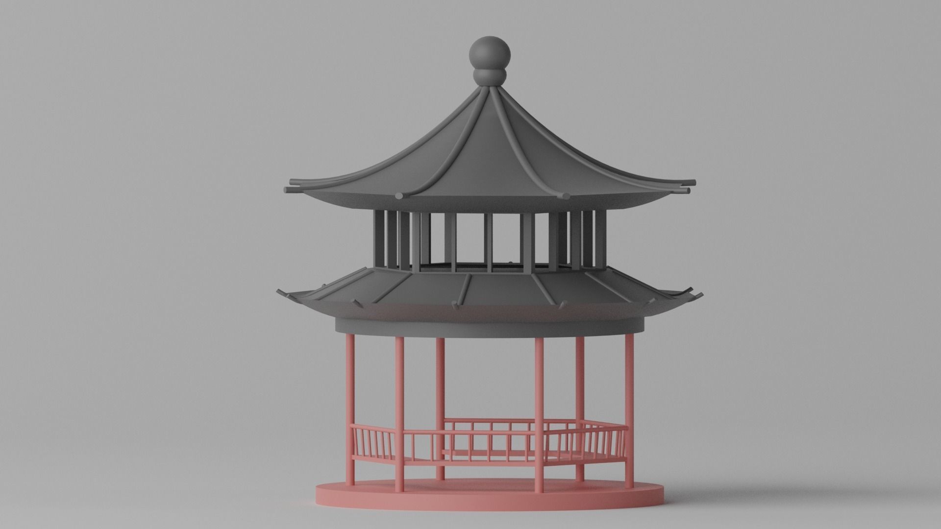 Cartoon Chinese Pavilion 2 3D model_6