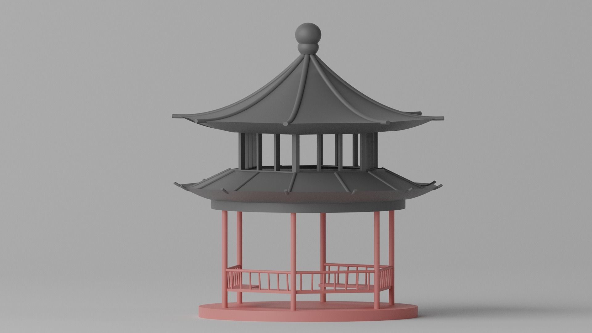 Cartoon Chinese Pavilion 2 3D model_7