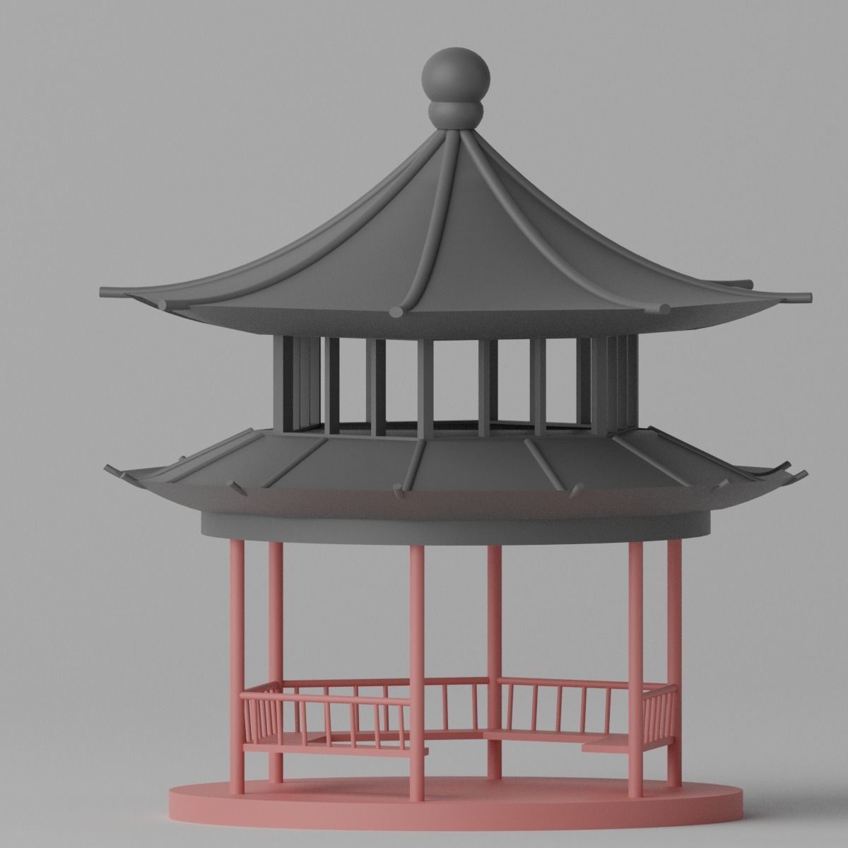 Cartoon Chinese Pavilion 2 3D model_13