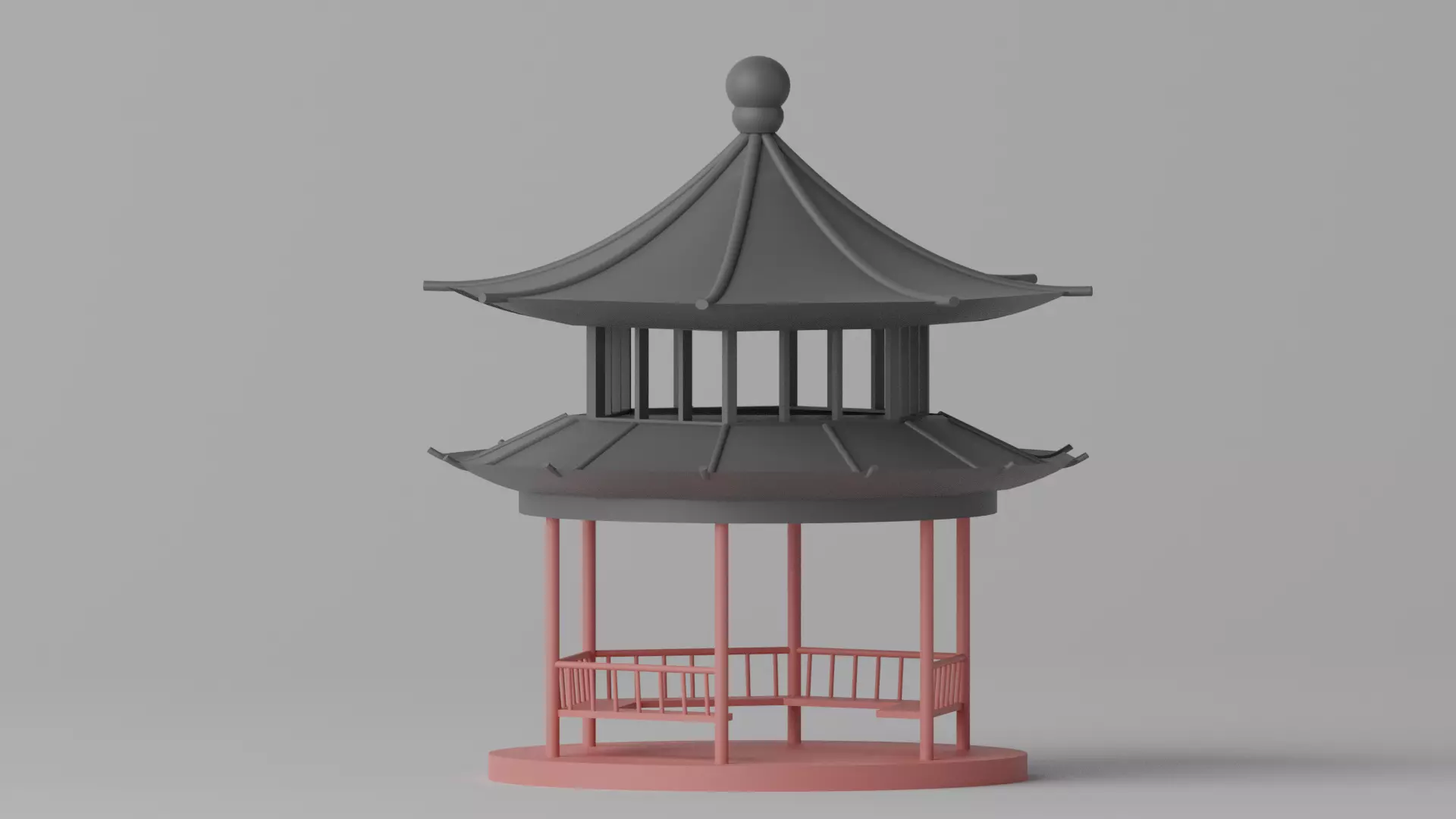 Cartoon Chinese Pavilion 2 3D model_0
