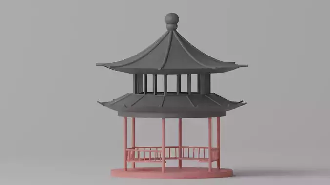 Cartoon Chinese Pavilion 2 3D model