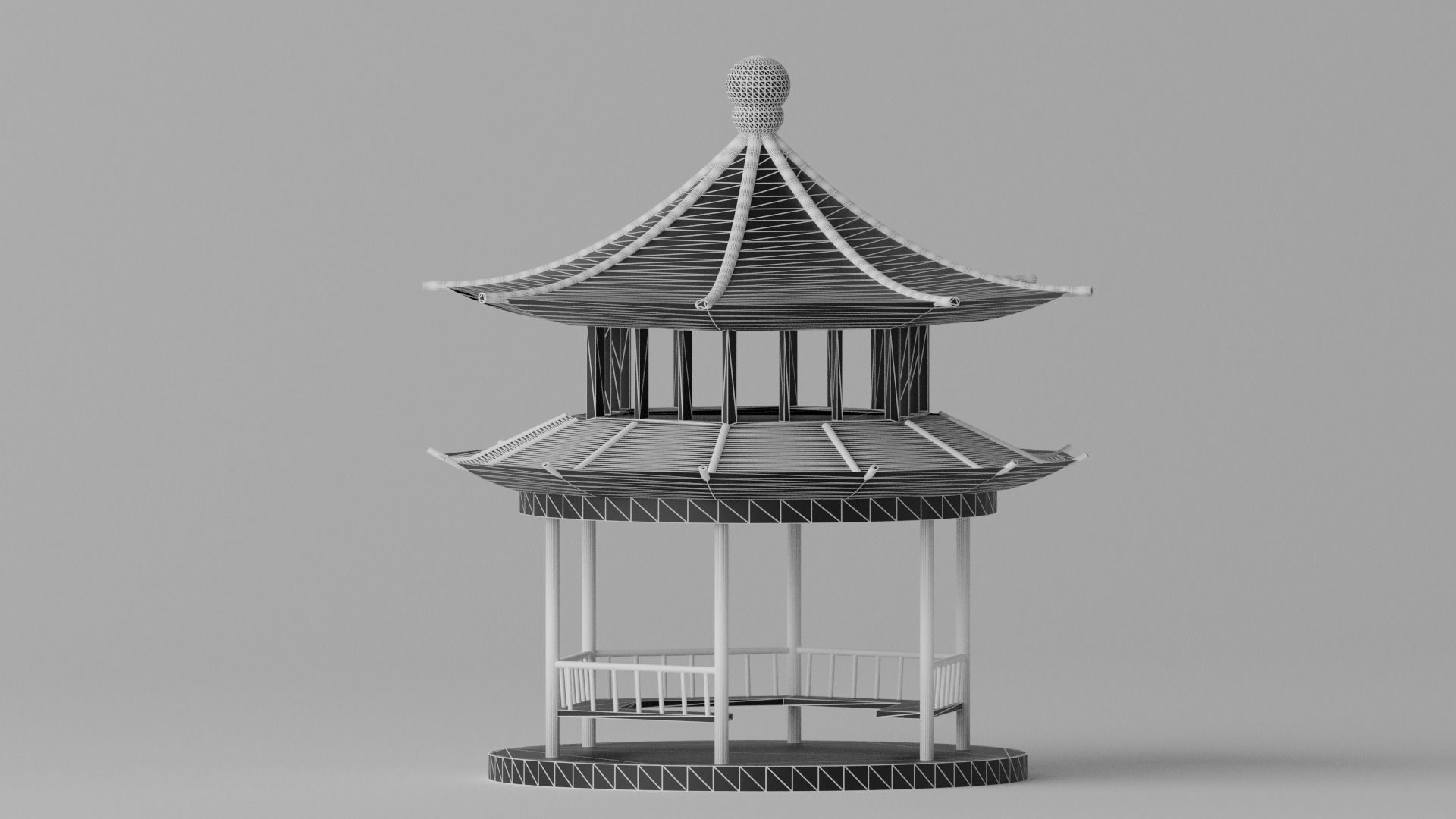 Cartoon Chinese Pavilion 2 3D model_3