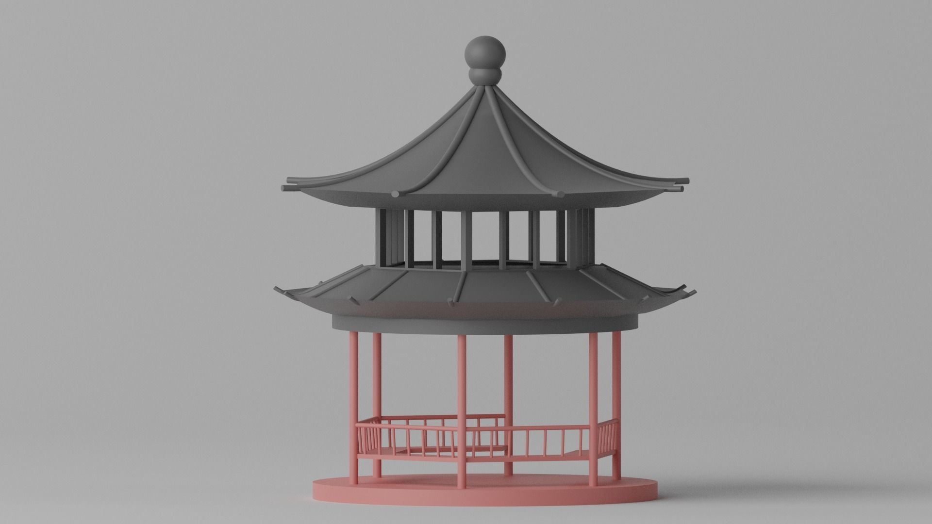 Cartoon Chinese Pavilion 2 3D model_9