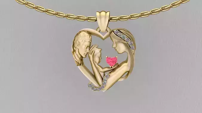 mother child Father 3Dprint model