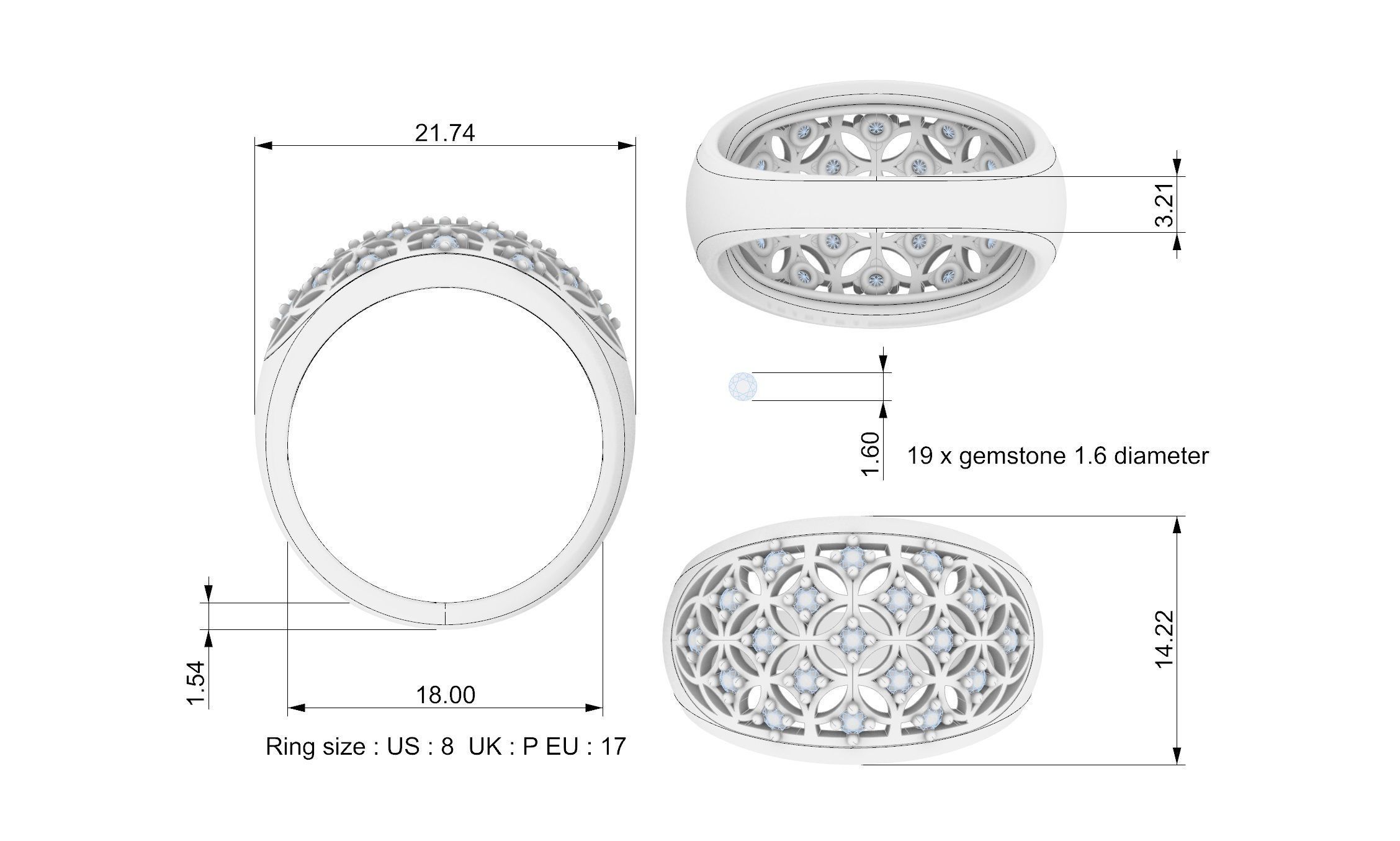 Gold ring 1 3D print model_4