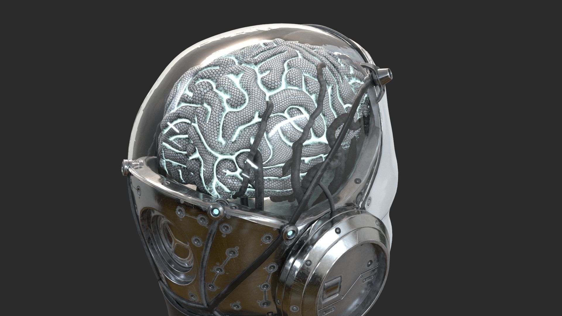 Android Robot Head Low-poly 3D model_7