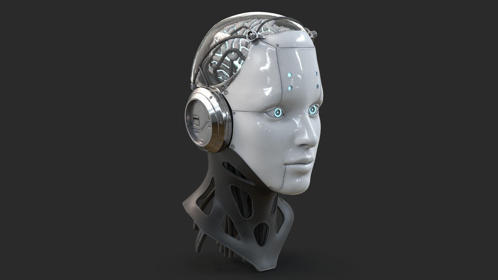 Android Robot Head Low-poly 3D model_13