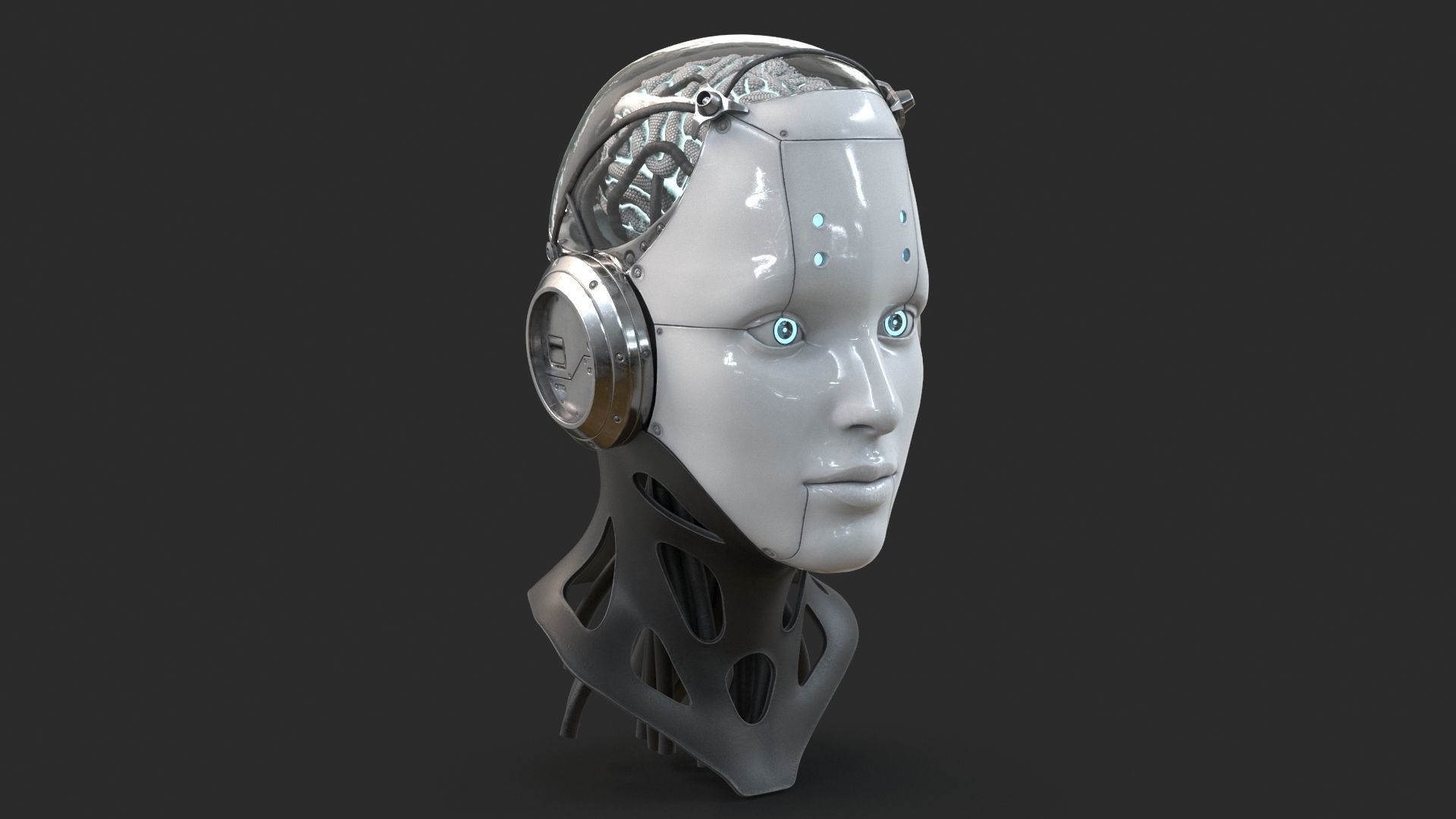 Android Robot Head Low-poly 3D model_8
