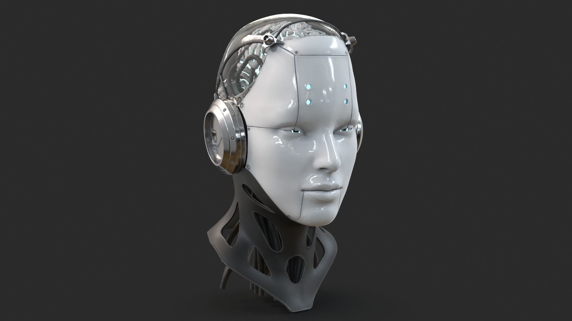 Android Robot Head Low-poly 3D model_9
