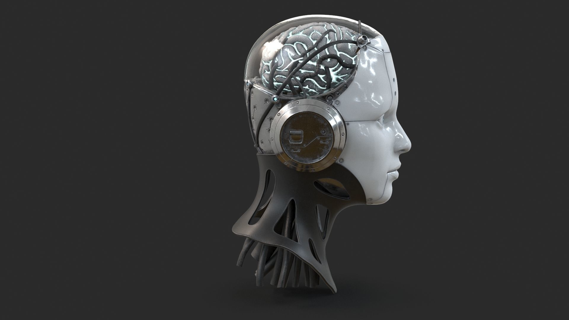 Android Robot Head Low-poly 3D model_14