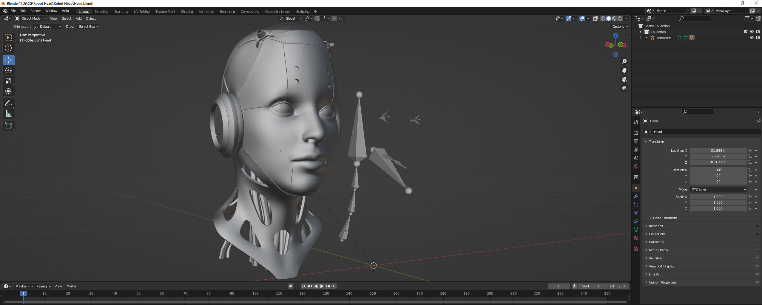 Android Robot Head Low-poly 3D model_24
