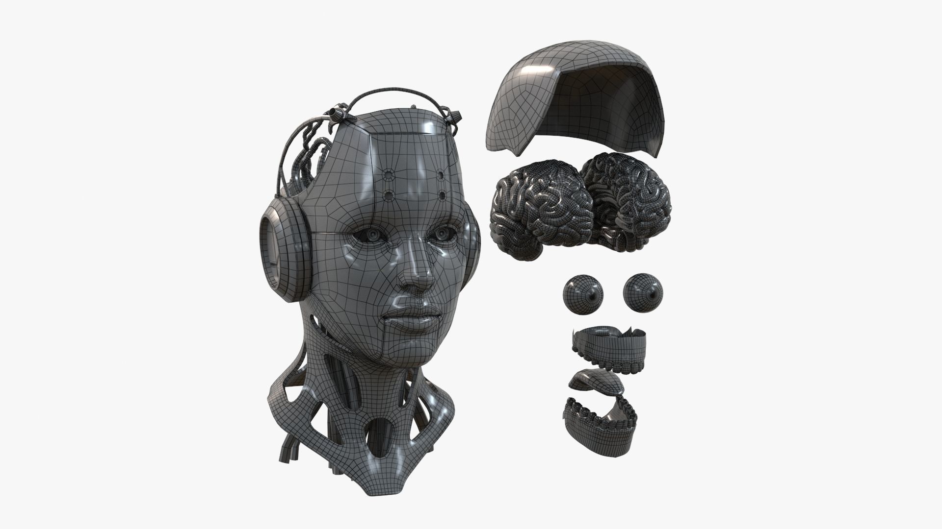 Android Robot Head Low-poly 3D model_26
