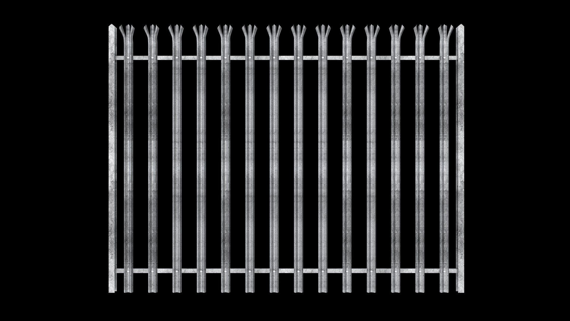 Metal Palisade Fence Low-poly 3D model_7