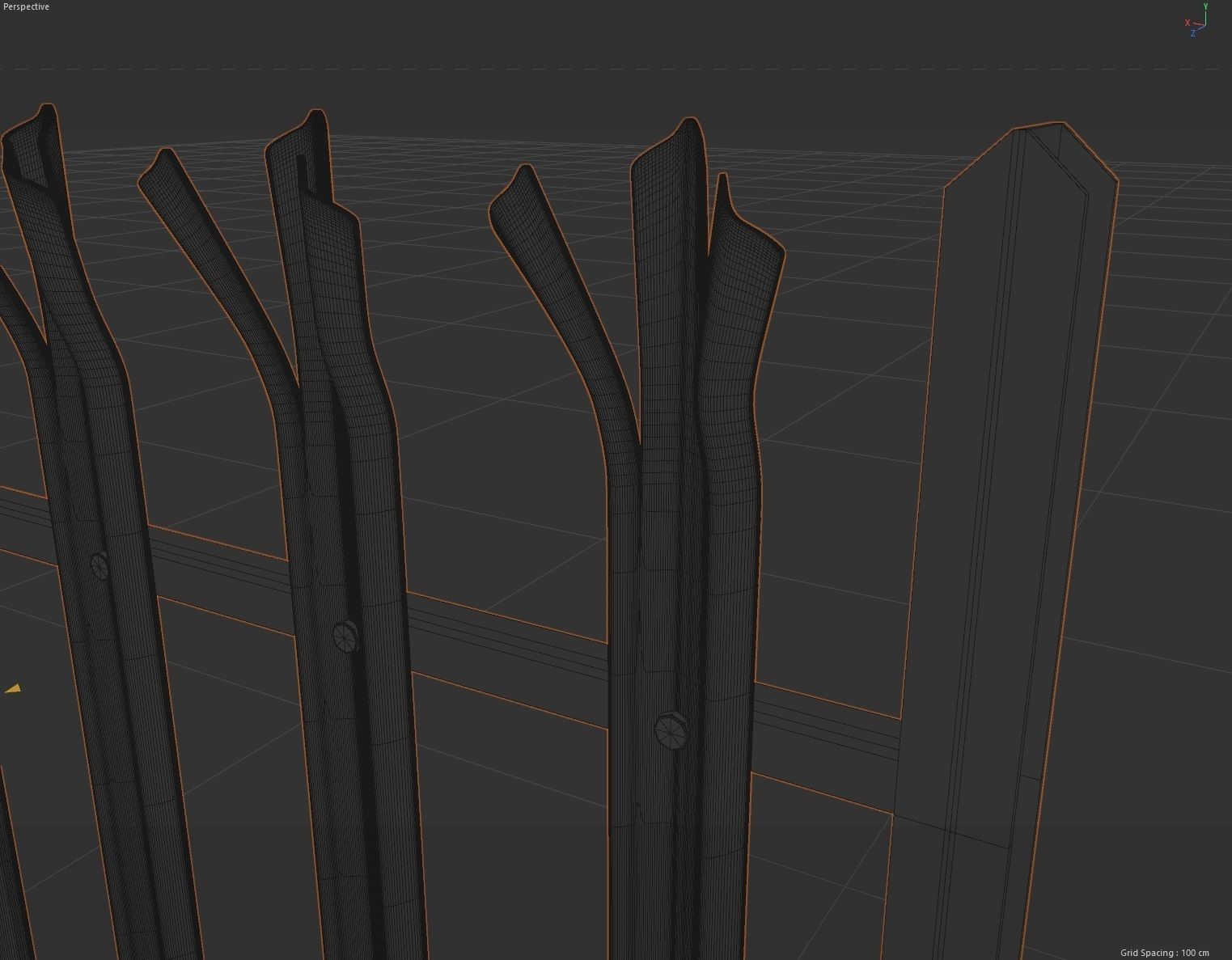 Metal Palisade Fence Low-poly 3D model_5