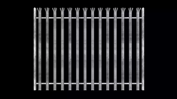Metal Palisade Fence Low-poly 3D model