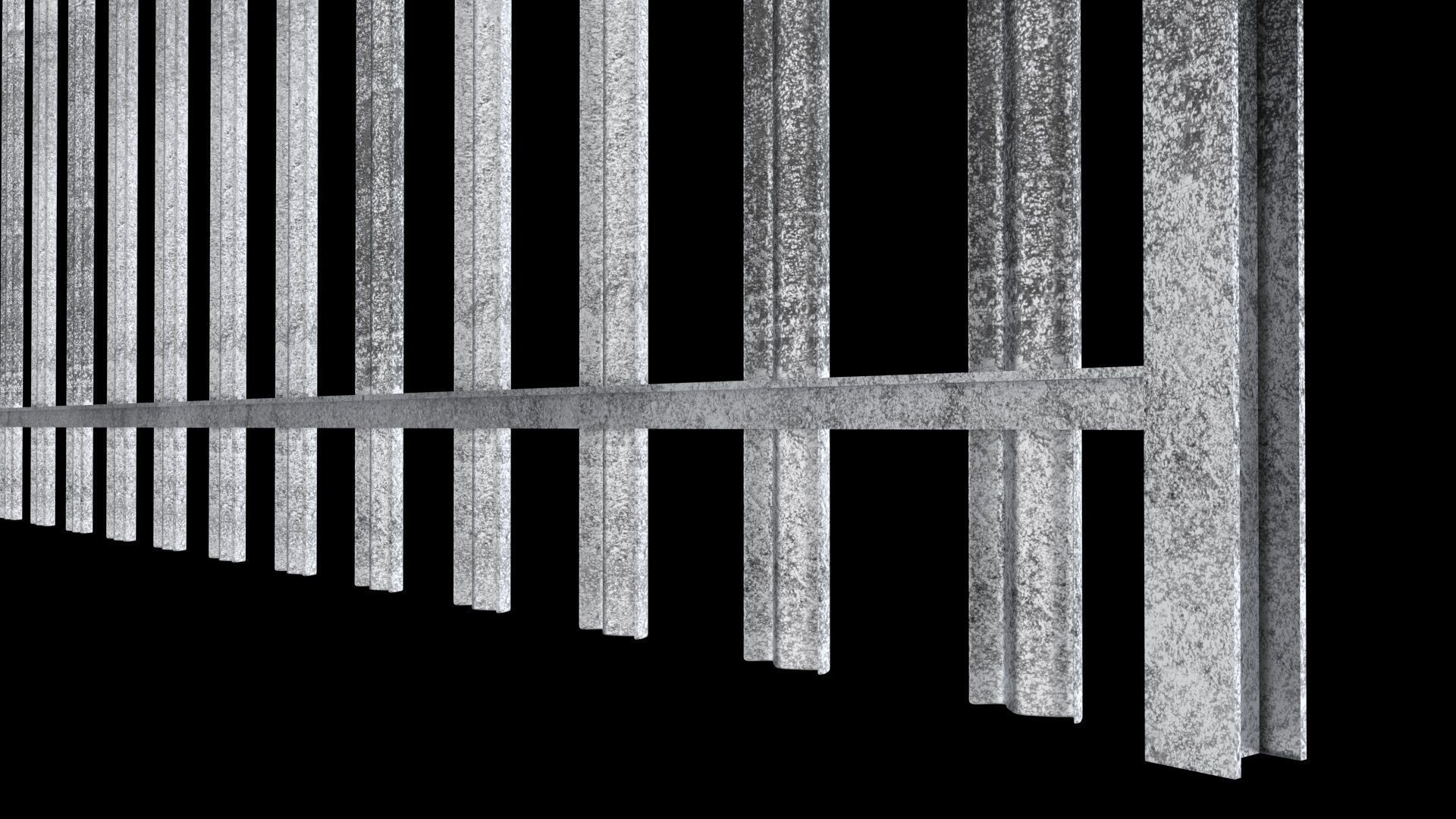 Metal Palisade Fence Low-poly 3D model_2