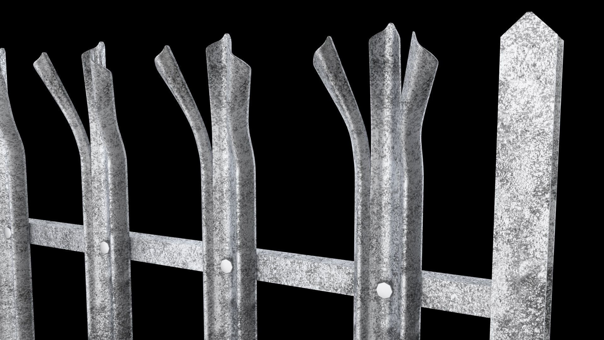 Metal Palisade Fence Low-poly 3D model_1