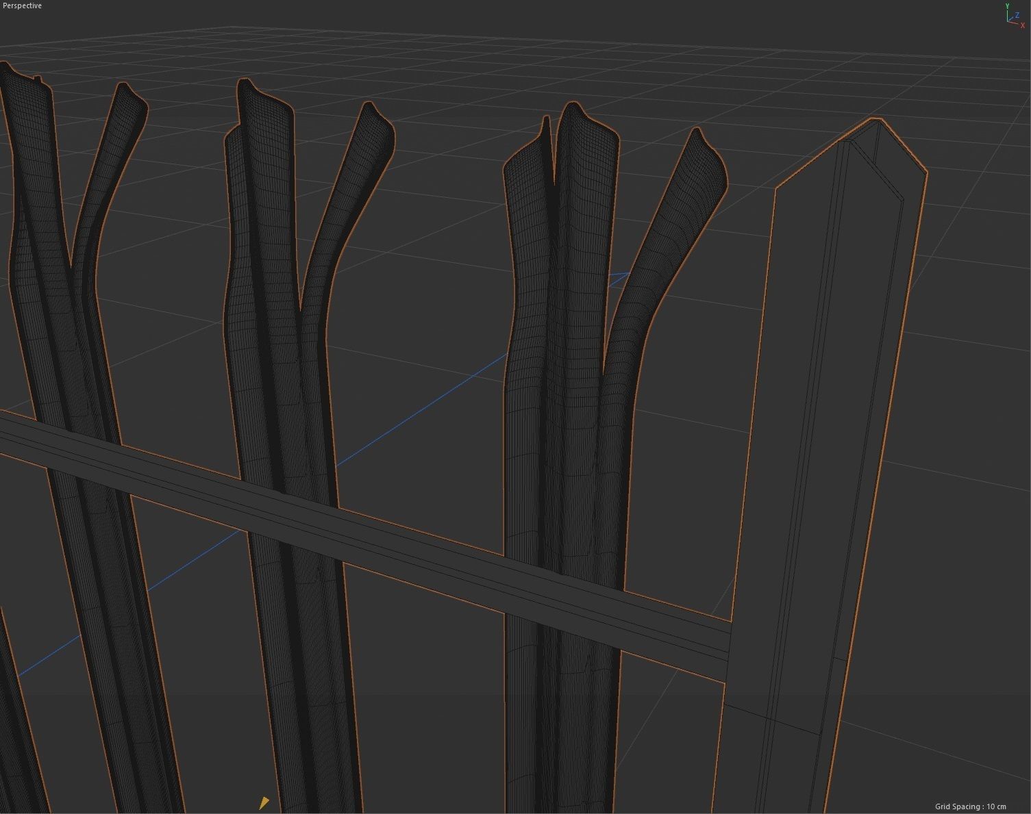 Metal Palisade Fence Low-poly 3D model_6