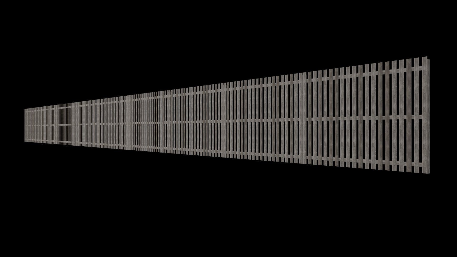 Wooden Timber Fence Low-poly 3D model_4