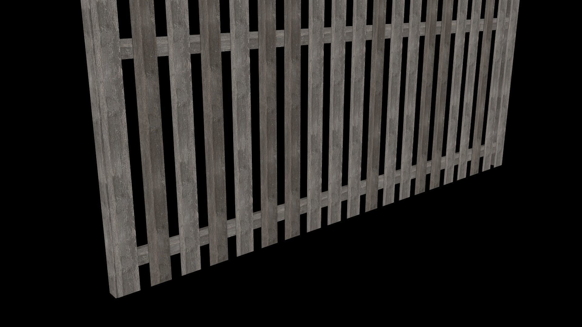 Wooden Timber Fence Low-poly 3D model_2