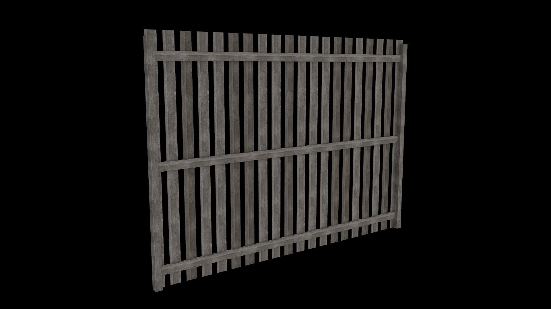 Wooden Timber Fence Low-poly 3D model_3