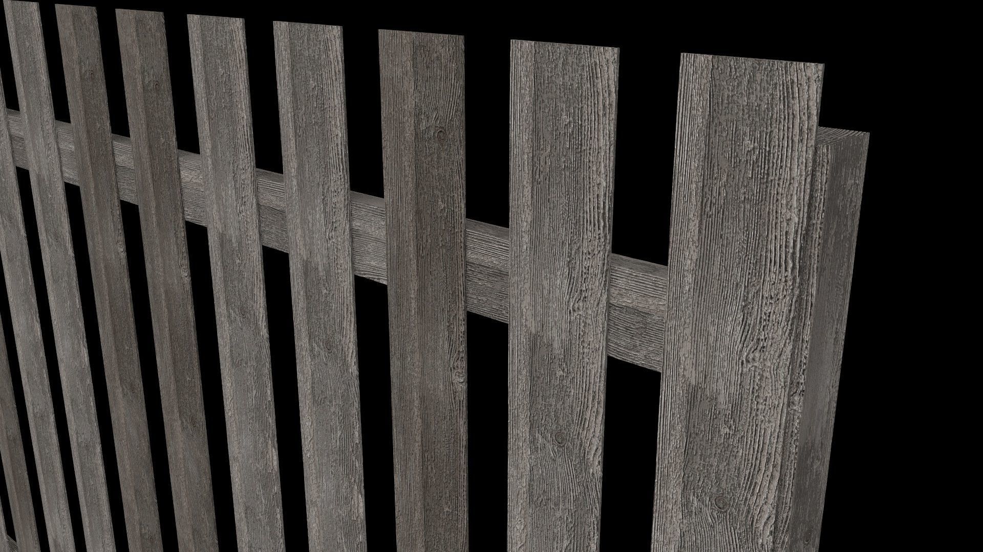 Wooden Timber Fence Low-poly 3D model_1