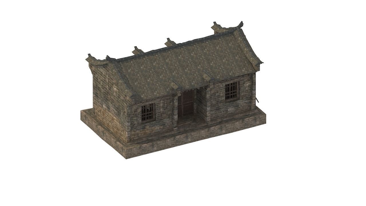 Old houses Low-poly 3D model_9