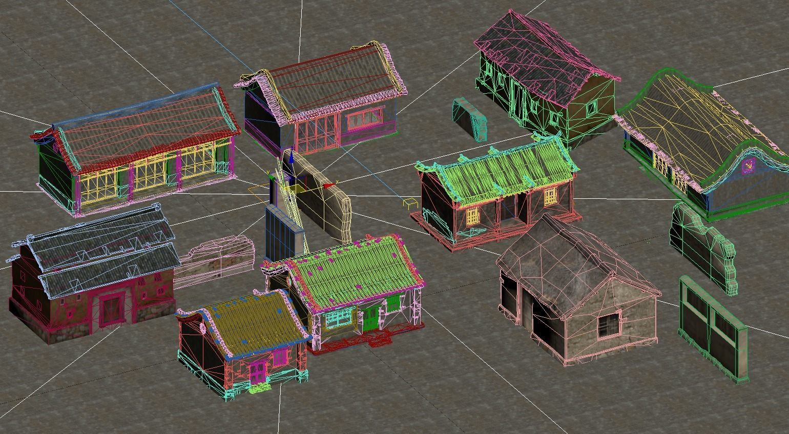 Old houses Low-poly 3D model_1