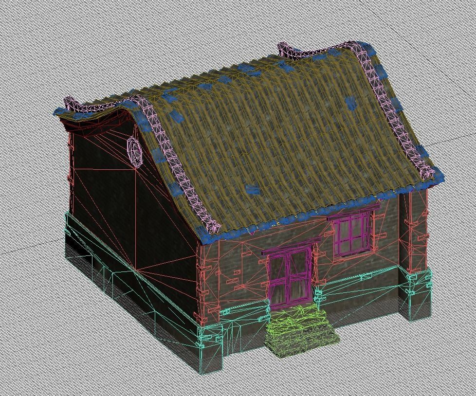 Old houses Low-poly 3D model_4