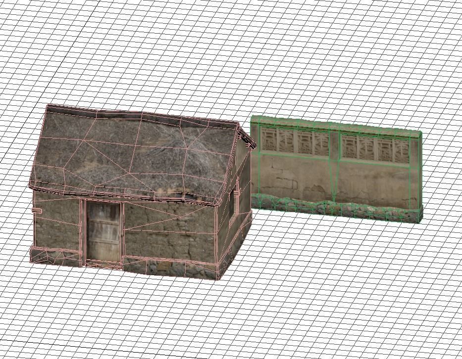 Old houses Low-poly 3D model_8