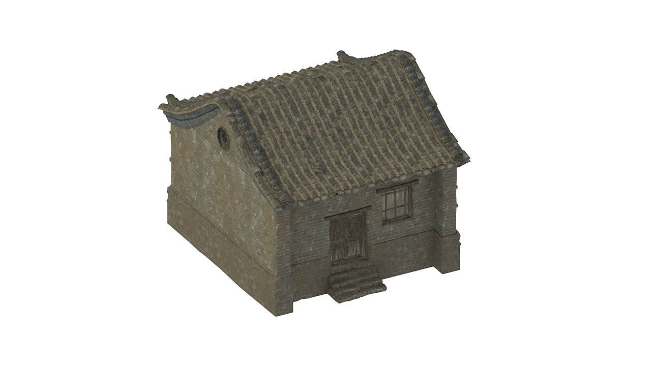Old houses Low-poly 3D model_3
