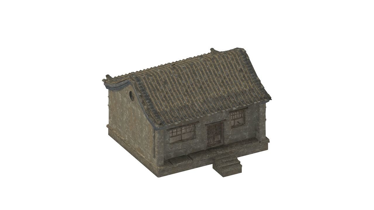 Old houses Low-poly 3D model_5