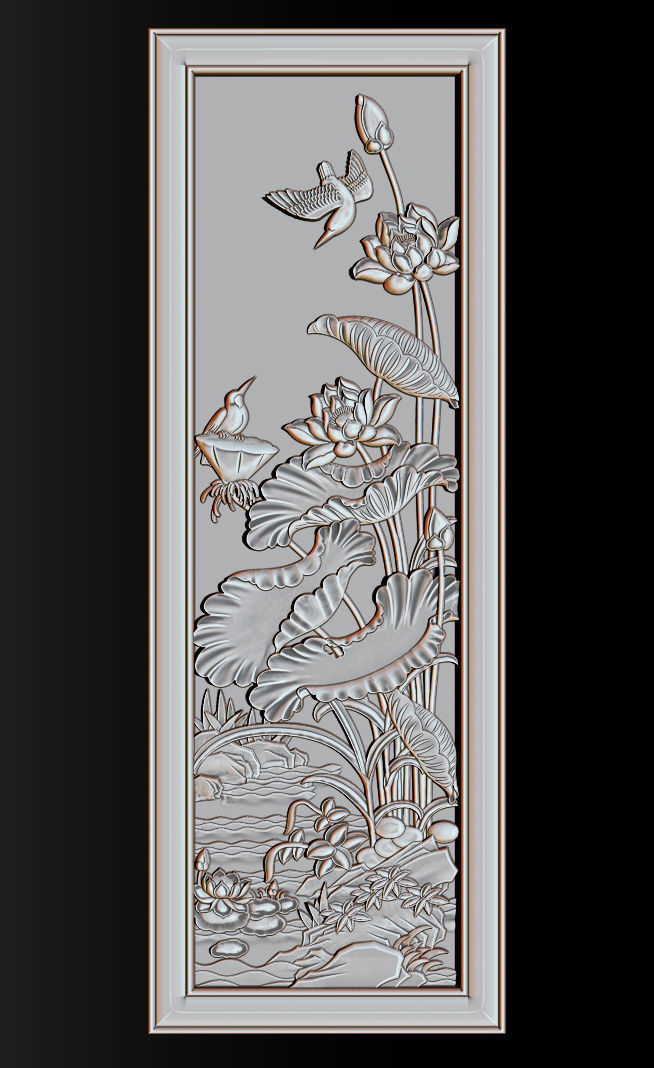 Lotus pattern relief design for CNC router 3D print model_13