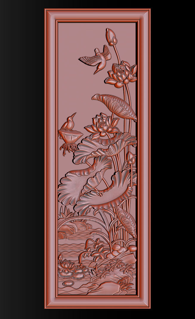 Lotus pattern relief design for CNC router 3D print model_8