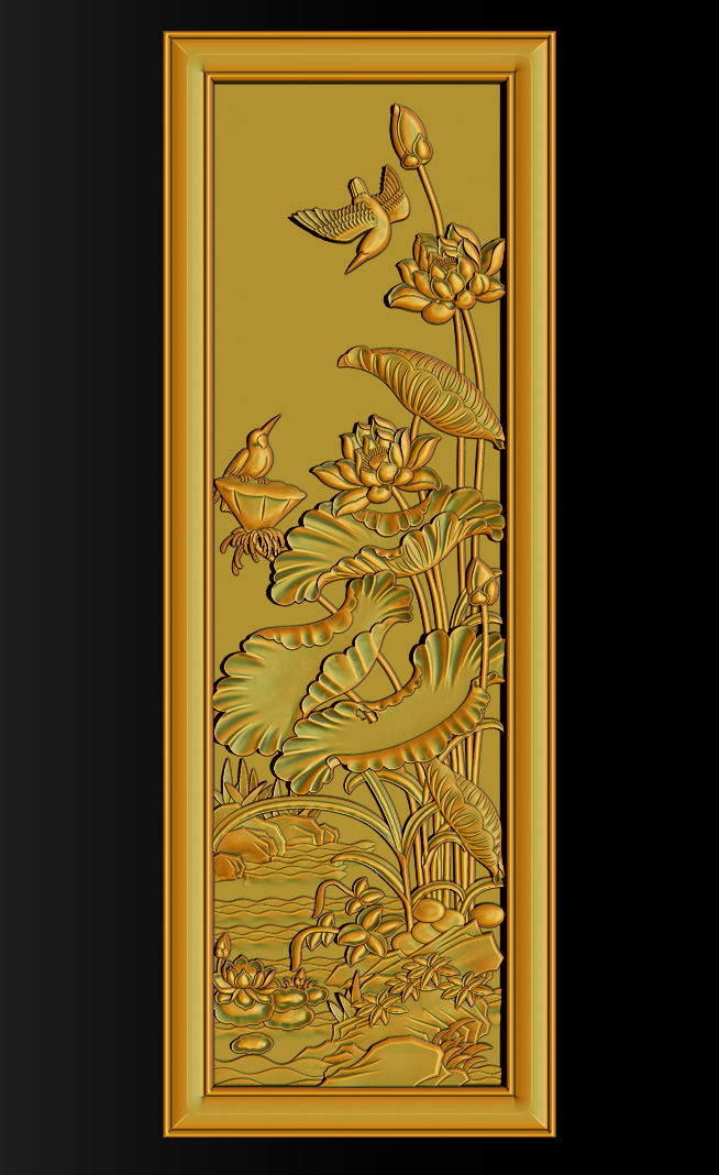 Lotus pattern relief design for CNC router 3D print model_11