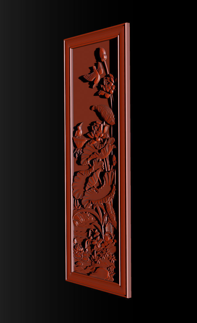 Lotus pattern relief design for CNC router 3D print model_5